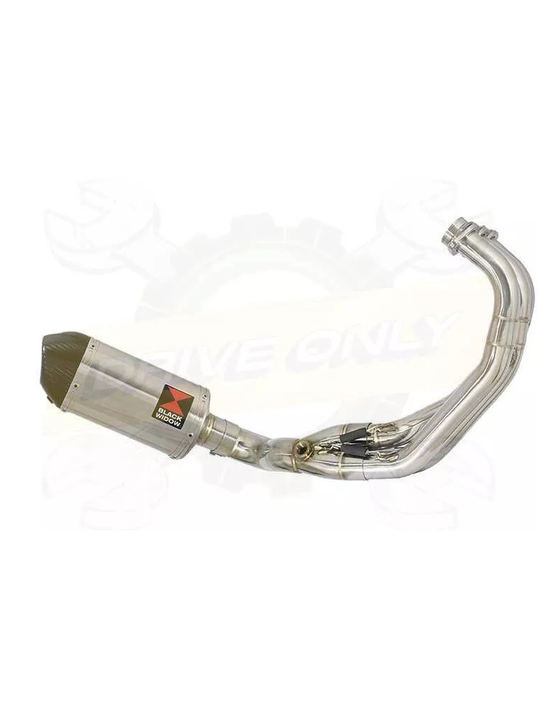 MT-09 Tracer 2013-2021 Low Level De-cat Exhaust System with 200mm Oval Stainless Steel Silencer + Carbon Tip