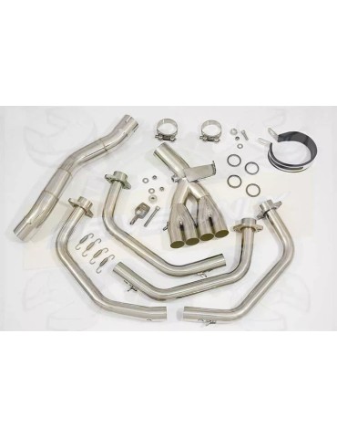XJ6 Diversion F & N 2009-2015 Passage Haut Décatalyseur Ligne complète & Silencieux Rond Noir En Inox 400mm