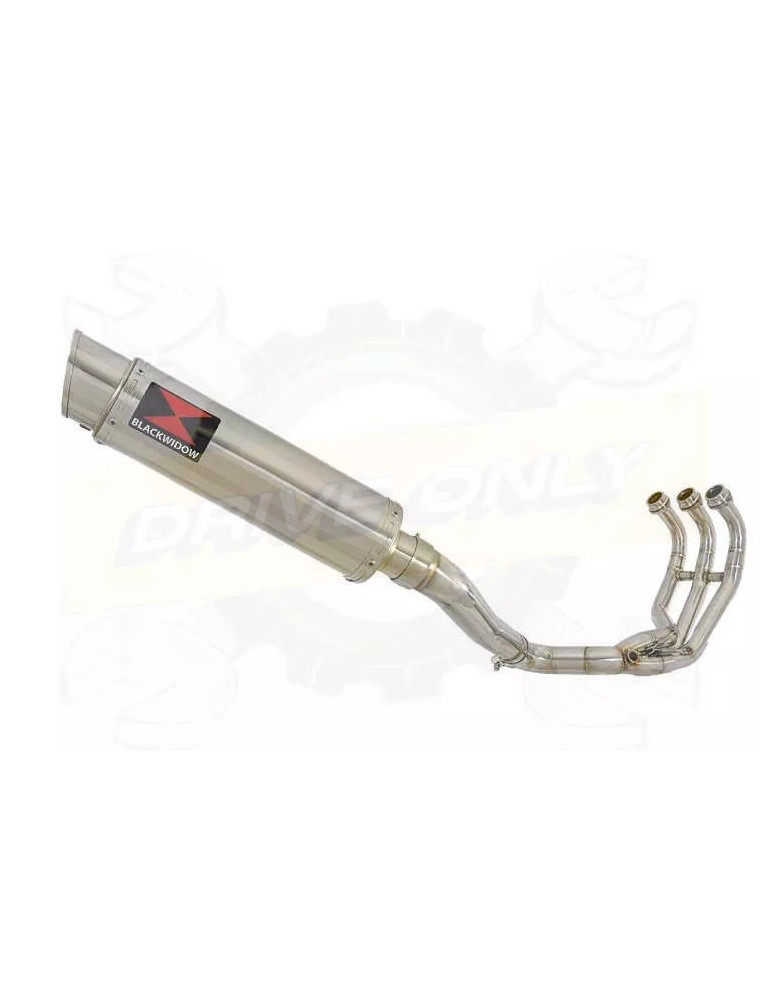 MT-09 Tracer 2013-2021 High Level De-cat Exhaust System with 360mm Round GP Style Stainless Steel Silencer