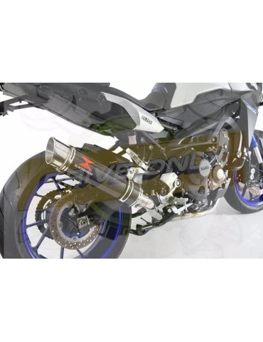 MT-09 Tracer 2013-2021  High Level De-cat Exhaust System with 360mm Round GP Style Carbon Fibre Silencer