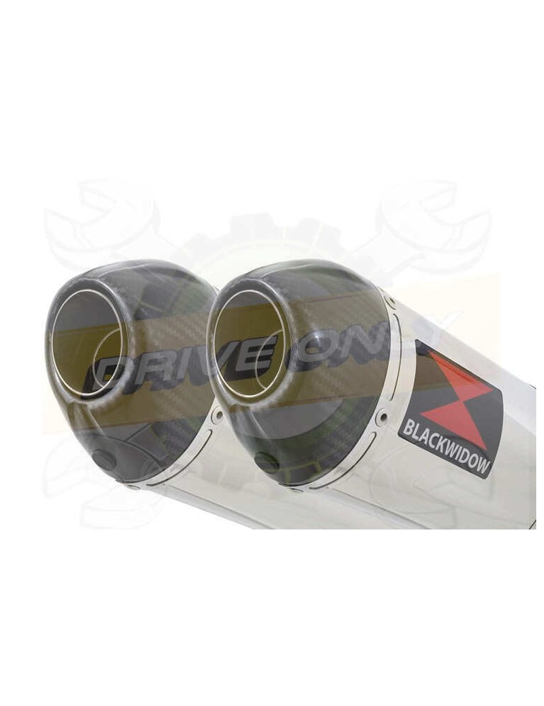 Twin 400mm Oval Stainless Steel Slip On Silencers with Carbon Fibre Tips