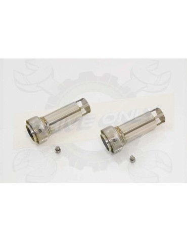 Twin 400mm Oval Stainless Steel Slip On Silencers with Carbon Fibre Tips