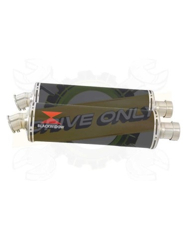 Twin 400mm Oval Black Painted Stainless Steel Slip On Silencers