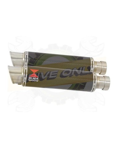 Twin 350mm Round GP Style Carbon Fibre Slip On Silencers