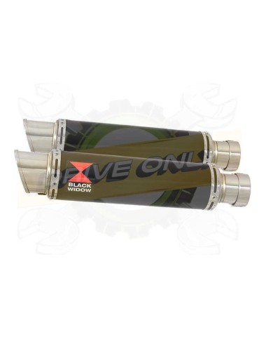 Twin 350mm Round GP Style Black Painted Stainless Steel Slip On Silencers