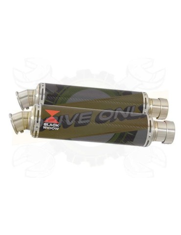Twin 350mm Round Carbon Fibre Slip On Silencers