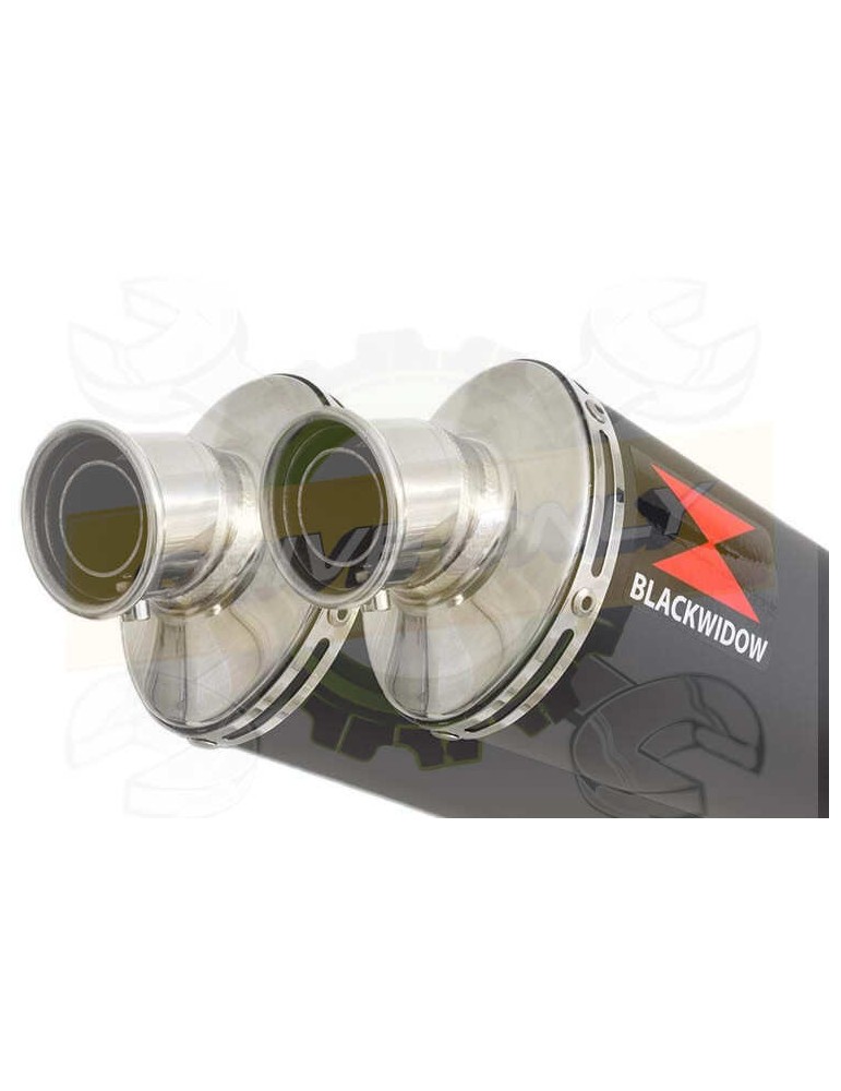 Twin 300mm Round Black Painted Stainless Steel Slip On Silencers