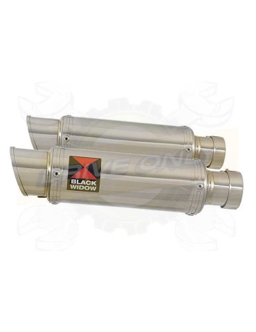 Twin 230mm Round GP Style Stainless Steel Slip On Silencers