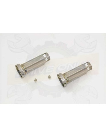Twin 230mm Round GP Style Carbon Fibre Slip On Silencers with Titanium Ends