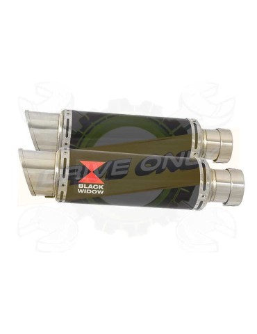 Twin 230mm Round GP Style Black Painted Stainless Steel Slip On Silencers