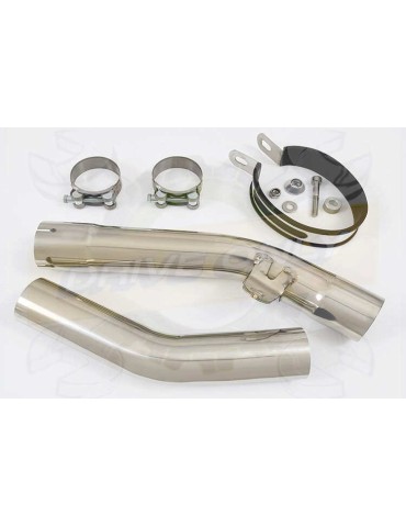 ZX10R ZX10-R E8F E9F E10F 08 09 10 Decata / Tube de raccord & Silencieux Ovale Noir en Inox + Canule en Carbone 400mm
