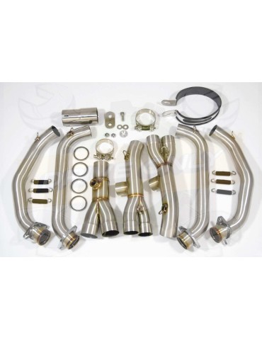 R6 YZF600 2006-2016 Décatalyseur Ligne complète & Silencieux Ovale Noir En Inox 300mm
