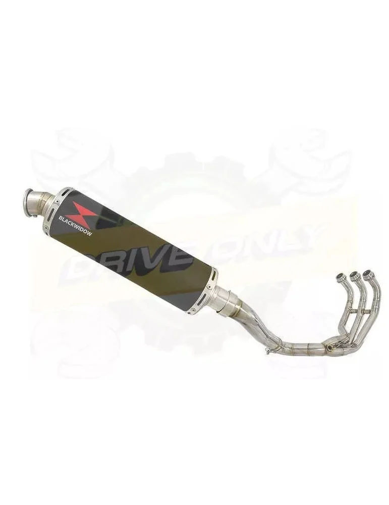 MT09 MT-09 2013-2021 High Level De-cat Exhaust System with 400mm Round Black Painted Stainless Steel Silencer
