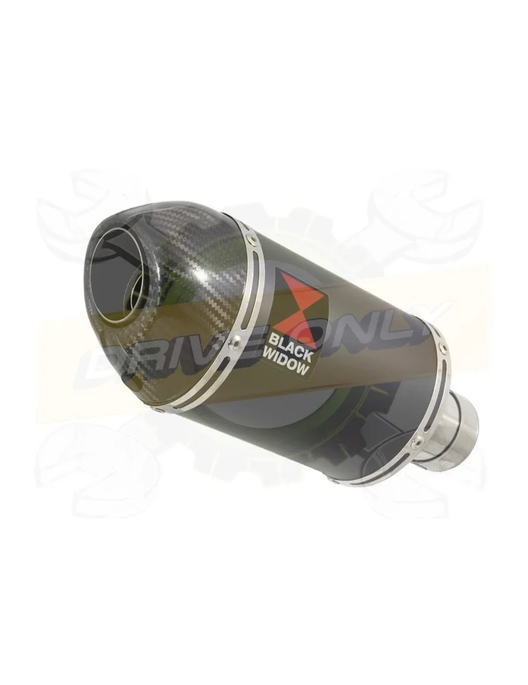 R6 YZF600 2006-2016 Passage Haut Décatalyseur Ligne complète & Silencieux Ovale Noir en Inox + Canule en Carbone 200mm