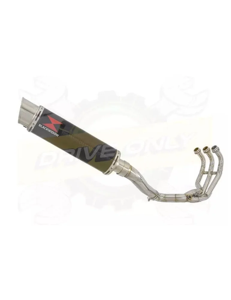 MT09 MT-09 2013-2021 High Level De-cat Exhaust System with 360mm Round GP Style Carbon Fibre Silencer