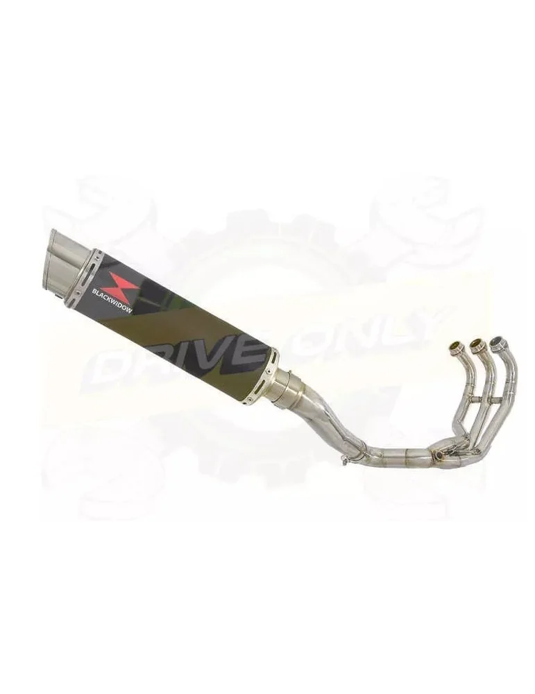 MT09 MT-09 2013-2021 High Level De-cat Exhaust System with 360mm Round GP Style Black Painted Stainless Steel Silencer