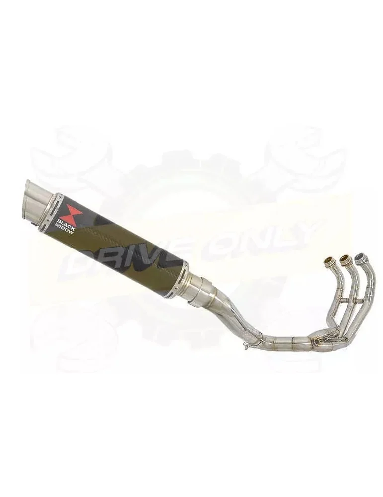 MT09 MT-09 2013-2021 High Level De-cat Exhaust System with 350mm Round GP Style Carbon Fibre Silencer
