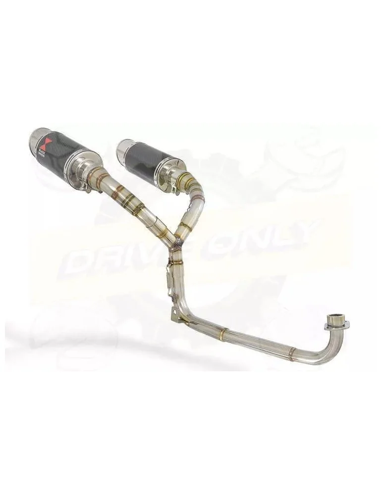 MSX 125 GROM 1-2 Twin Exhaust System with 200mm Round Carbon Fibre Silencers