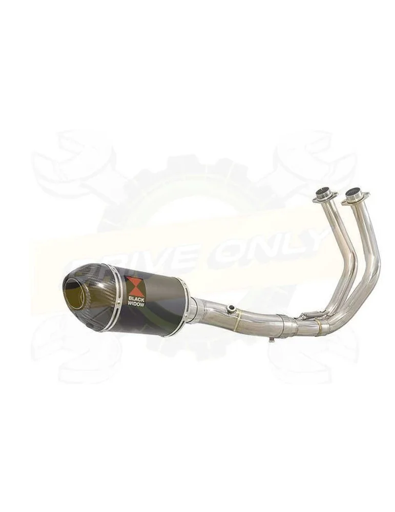 Tracer 700 2014 - 2019 Passage Bas Décatalyseur Ligne complète & Silencieux Ovale Noir En Inox + Canule En Carbone 200mm