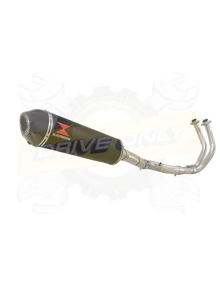 XSR700 XSR 700 2015 -2019 2-1 Décatalyseur Ligne complète & Silencieux Ovale Noir En Inox + Canule en Carbone 400mm