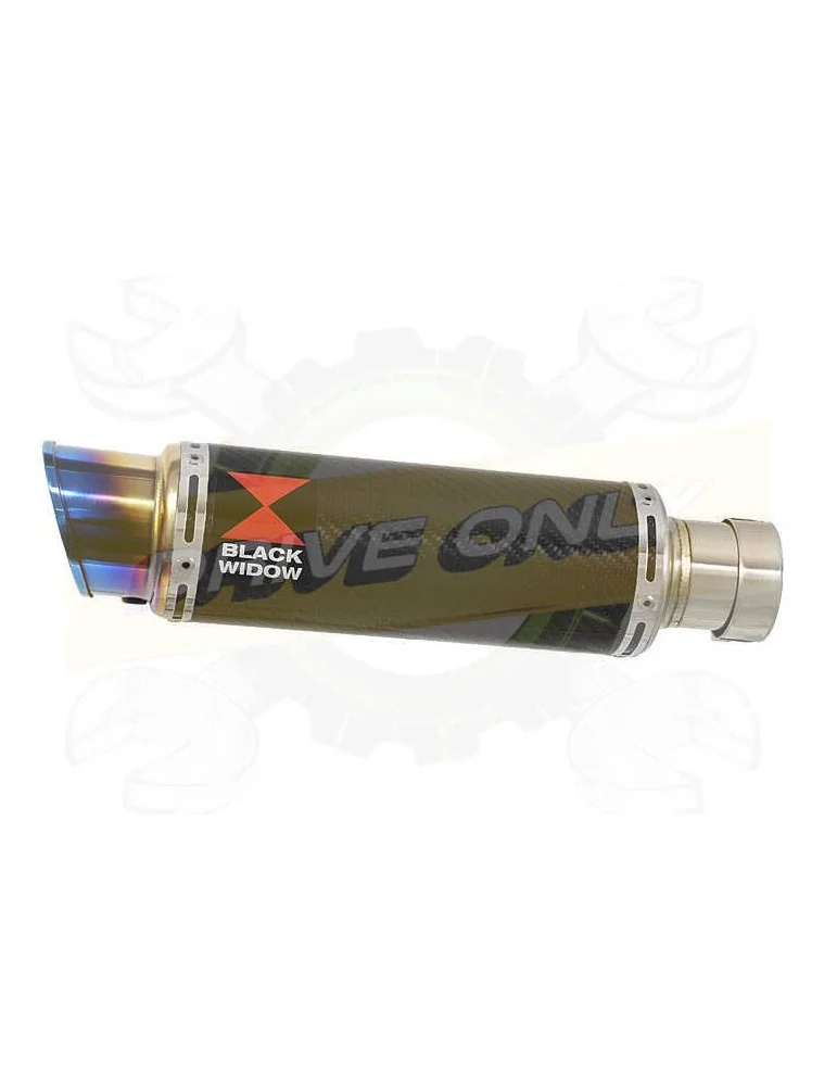 230mm Round GP Style Carbon Fibre Slip On Silencer with Stainless Steel Blue Tip