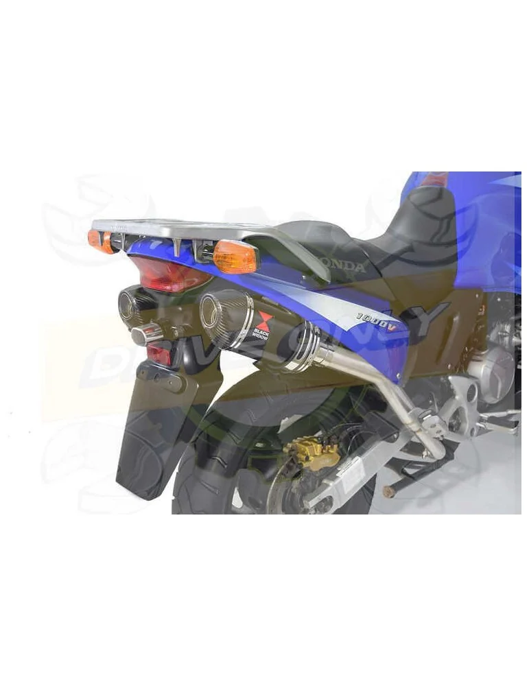 XL1000 V Varadero 1999 - 2014 Par paire Silencieux Kit / Silencieux Ovale Noir En Inox + Carbone Tip 200mm