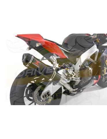 Aprilia RSV4 1000R & Factory 2009/2015 Passage Haut Exhaust tube de raccord & Ovale Black Silencieux En Inox + Carbon Tip 400mm