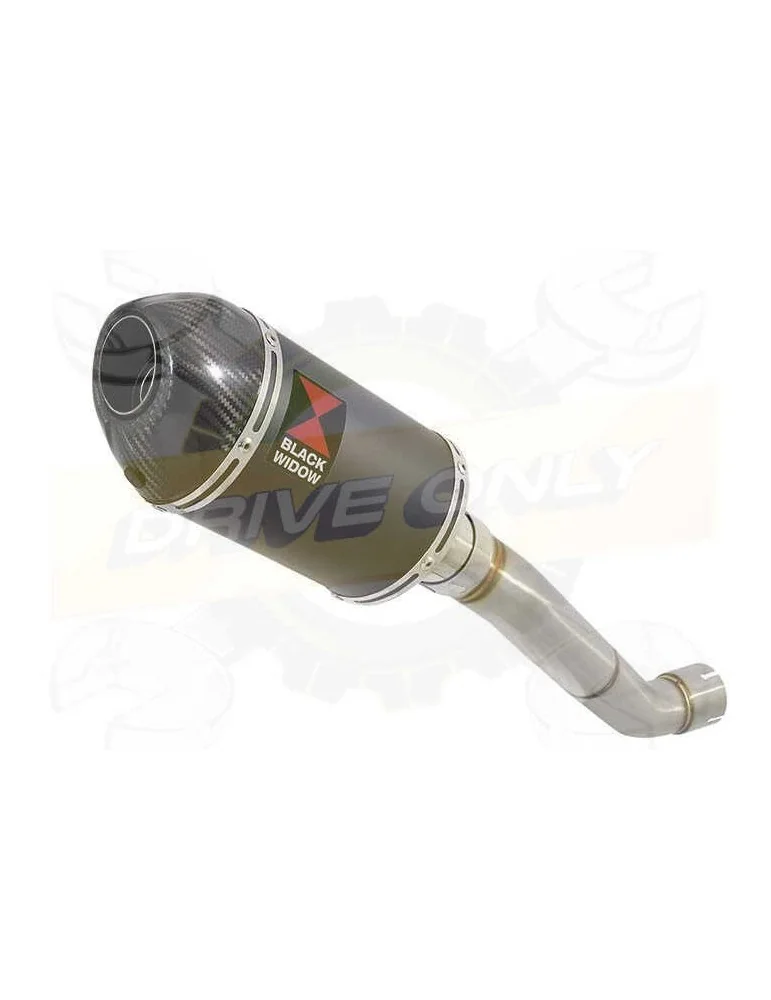 Aprilia Tuono V4R / V4R APRC 2011/2015 Passage Haut Exhaust tube de raccord & Ovale Black Silencieux En Inox + Carbon Tip 200mm