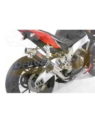 Aprilia RSV4 1000R & Factory 2009/2015 Passage Haut Exhaust tube de raccord & Rond Black Silencieux En Inox 300mm