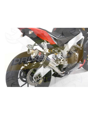 Aprilia RSV4 1000R & Factory 2009/2015 Passage Haut Exhaust tube de raccord & Ovale Black Silencieux En Inox 230mm