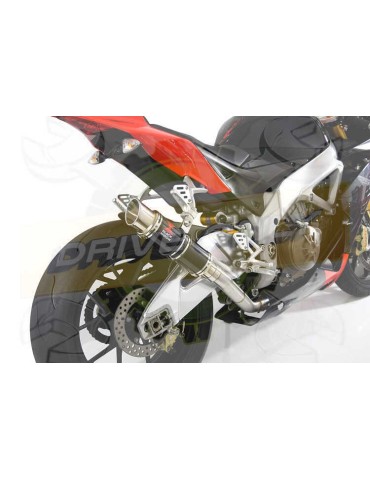 Aprilia RSV4 1000R & Factory 2009/2015 Passage Haut Exhaust tube de raccord & Rond GP Style Black Silencieux En Inox 230mm