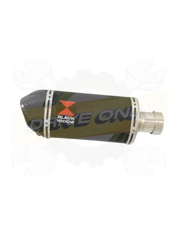 200mm Oval Black Painted Stainless Steel Slip On Silencer with Carbon Fibre Tip