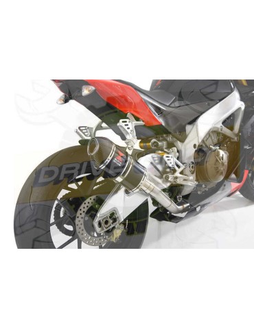 Aprilia RSV4 1000R & Factory 2009/2015 Passage Haut Exhaust tube de raccord & Ovale Black Silencieux En Inox + Carbon Tip 200mm