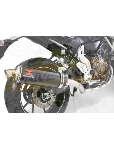 FZ-07 Tracer 2014 2015 2016 2017 Passage Haut Décatalyseur Ligne complètes & Ovale Noir Silencieux En Inox 400mm