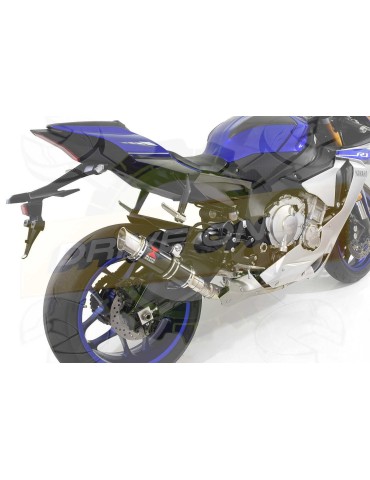 YZF-R1 R1M 2015-2017 Tube de raccord + Silencieux GP Rond Noir En Inox 230mm