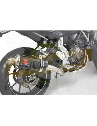 FZ-07 Tracer 2014 2015 2016 2017 Passage Haut Décatalyseur Ligne complètes & Ovale Noir Silencieux En Inox 300mm