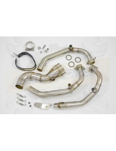 MT-09 Tracer 2013-2021  Passage Bas Décatalyseur Ligne complètes + Tri Ovale Stainless Silencieux Carbon Tip 250mm