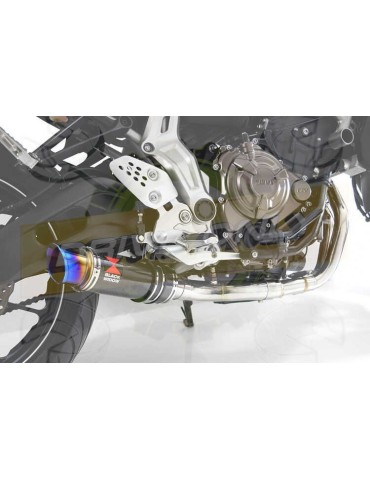 FZ-07 Tracer 2014 2015 2016 2017 Passage Bas Décatalyseur Ligne complète & Silencieux GP Rond En Carbone + Canule en Inox Anodis
