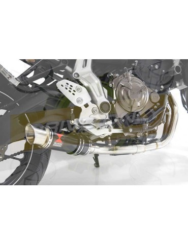 FZ-07 Tracer 2014 2015 2016 2017 Passage Bas Décatalyseur Ligne complète & Silencieux Rond GP Style Noir En Inox 230 mm