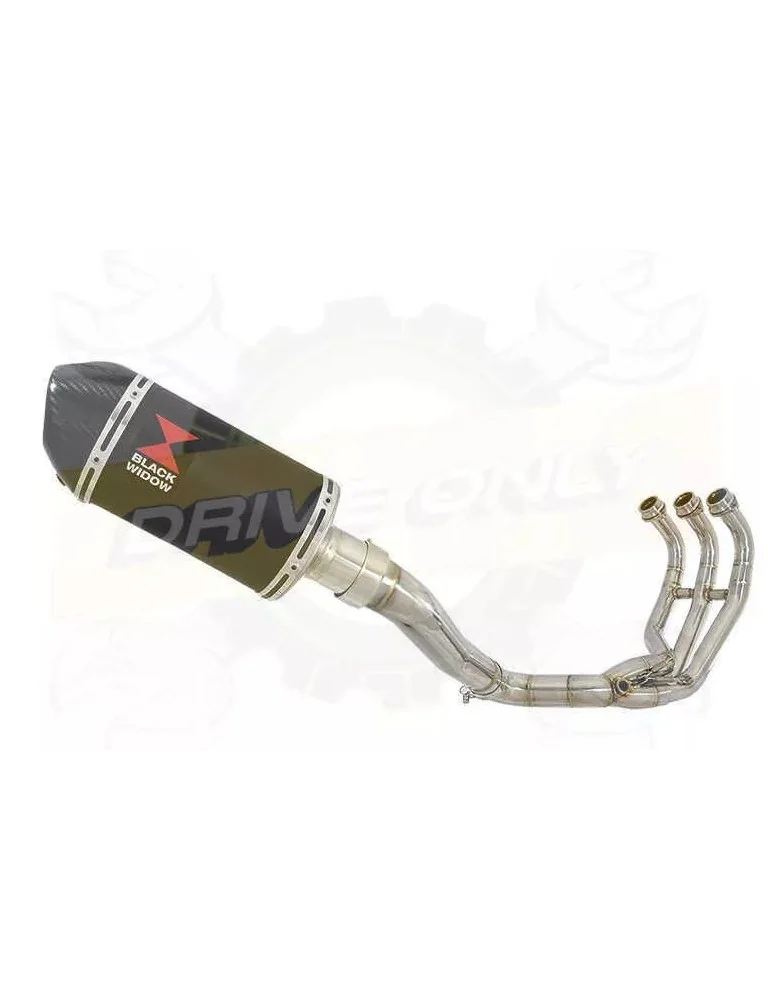 MT09 MT-09 2013-2021 High Level De-cat Exhaust System with 200mm Oval Black Painted Stainless Steel Silencer + Carbon Tip