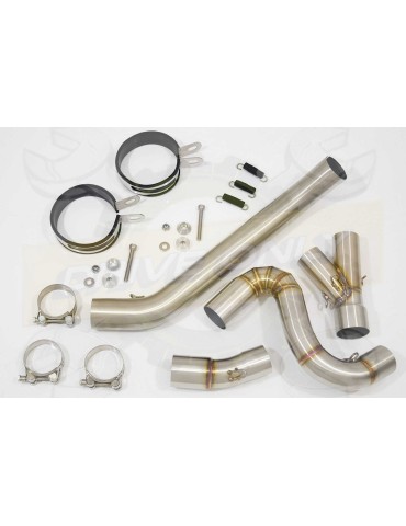 VFR 800 VTEC (RC46) 2002 - 2013 Tube de raccord + Silencieux Rond Inox 200mm