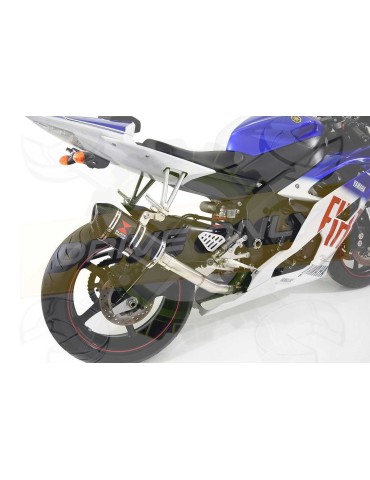 R6 YZF600 2017-2018 (RJ27) Hi level Silencieux kit + Silencieux Ovale Noir en Inox & Canule en Carbone 200mm