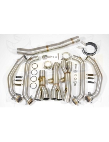 R6 YZF600 2017-18 (RJ27) Race Decata Hi Level Ligne complète + Silencieux Rond GP Noir en Inox 350mm