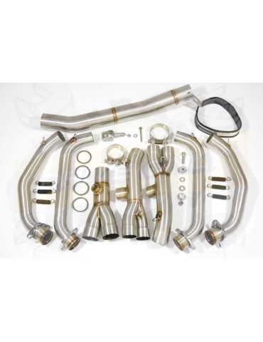 R6 YZF600 2017-18 (RJ27) Race Decata Hi Level Ligne complète + Silencieux Tri-Ovale en Inox + Canule en Carbone 250mm