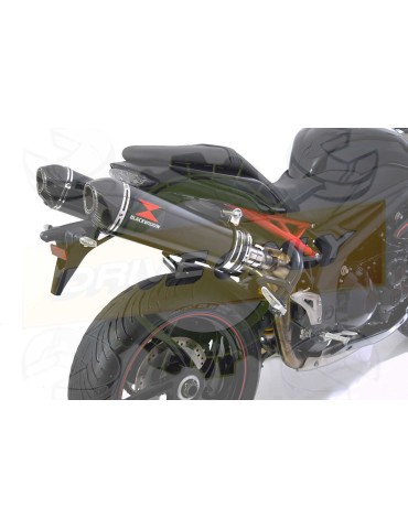 Speed Triple 1050 S R 2011-2015 Par paire / Silencieux Kit + Silencieux Ovale Noir en Inox & Canule en Carbone 400mm