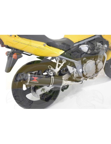 GSF 600 GSF600 Bandit 95-04 Refroidissement à Huile / Tube de raccord et Silencieux Ovale Noir en Inox + Canule en Carbone 400mm