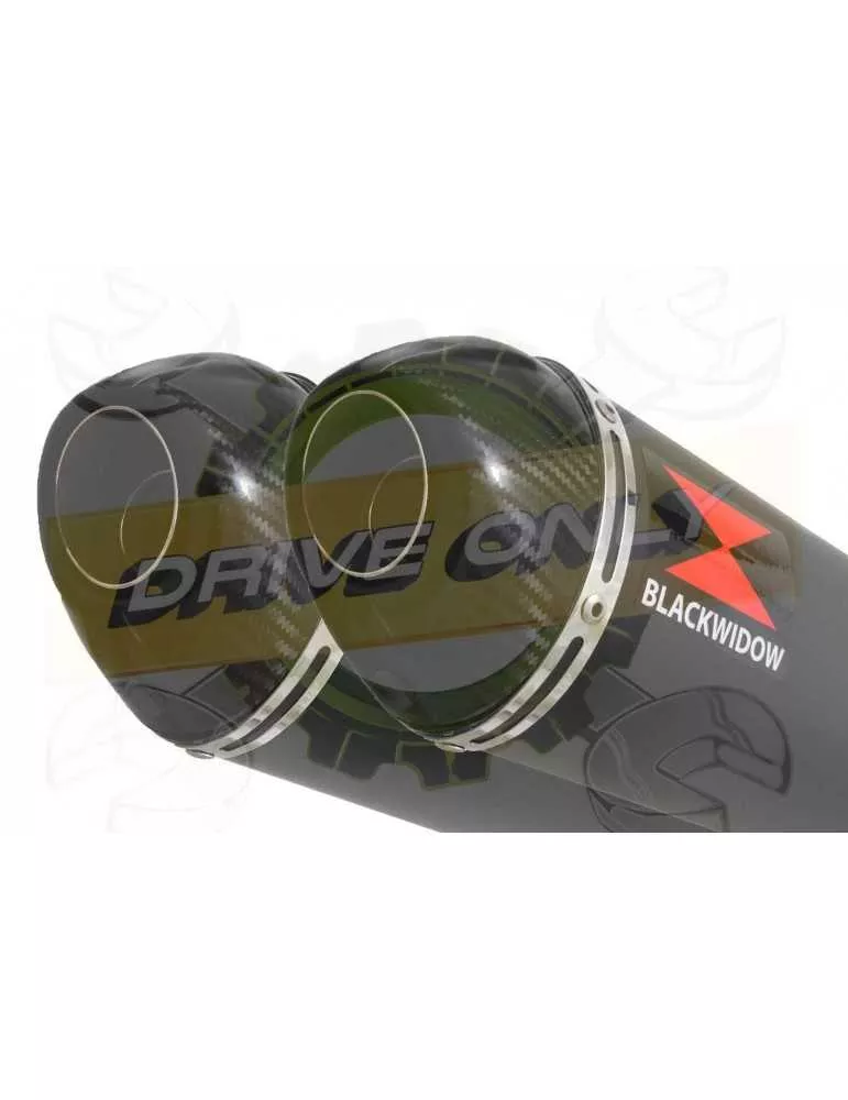 ZZR 1400 Ninja ZX14 2008-2011 4-2 Tube de raccord & Silencieux Ovale Noir en Inox & Canule en Carbone 300mm