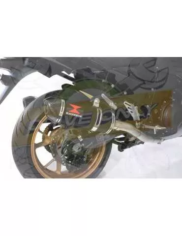 ZZR 1400 Ninja ZX14 2008-2011 4-2 Tube de raccord & Silencieux Ovale Noir en Inox & Canule en Carbone 300mm