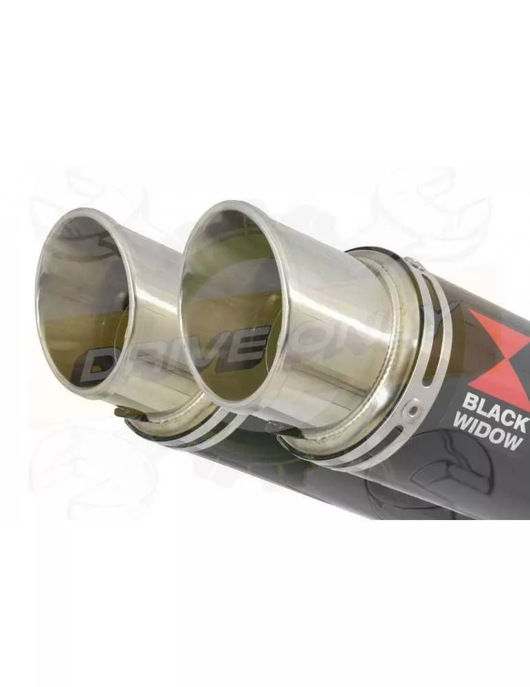 ZZR 1400 Ninja ZX14 2008-2011 4-2 Tube de raccord & Silencieux GP Rond Noir en Inox 350mm