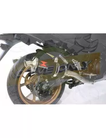 ZZR 1400 Ninja ZX14 2008-2011 4-2 Tube de raccord & Silencieux Ovale Noir en Inox 300mm